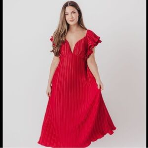 Plus size red dress with ruffle sleeves NWT
